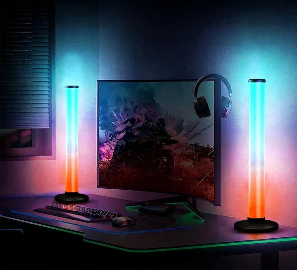 Đèn bàn RGB 360 độ phản ứng âm thanh, điều khiển App & Remote