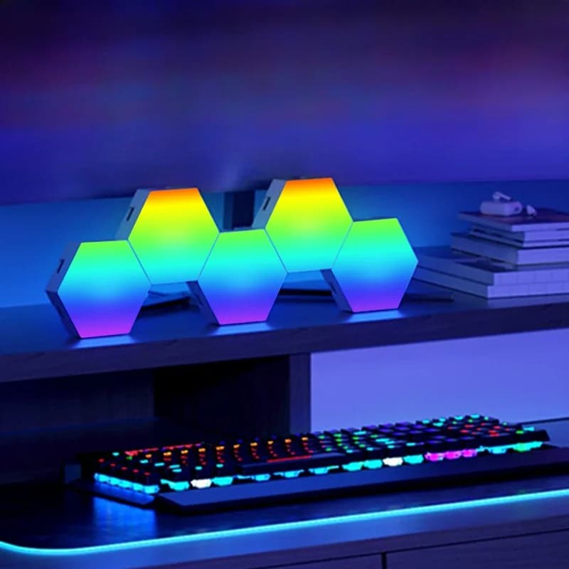 Panel đèn hexagon RGB phản ứng âm thanh điều khiển App