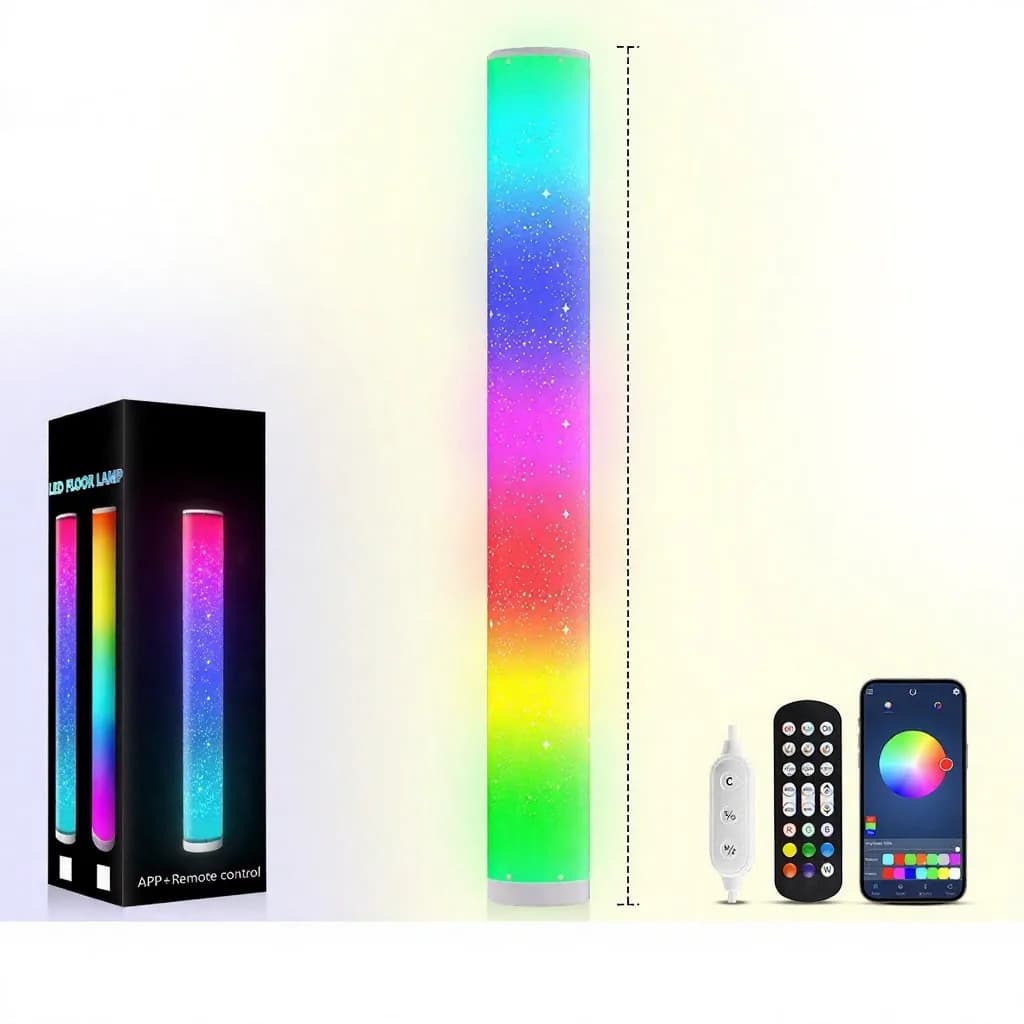 Đèn đứng LED RGB họa tiết sao, điều khiển Remote và App