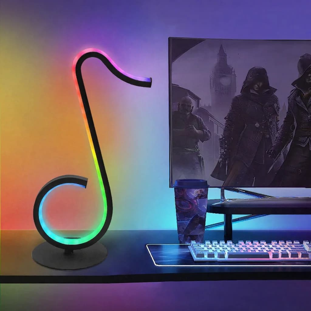 Đèn bàn USB hình nốt nhạc RGB có điều khiển từ xa