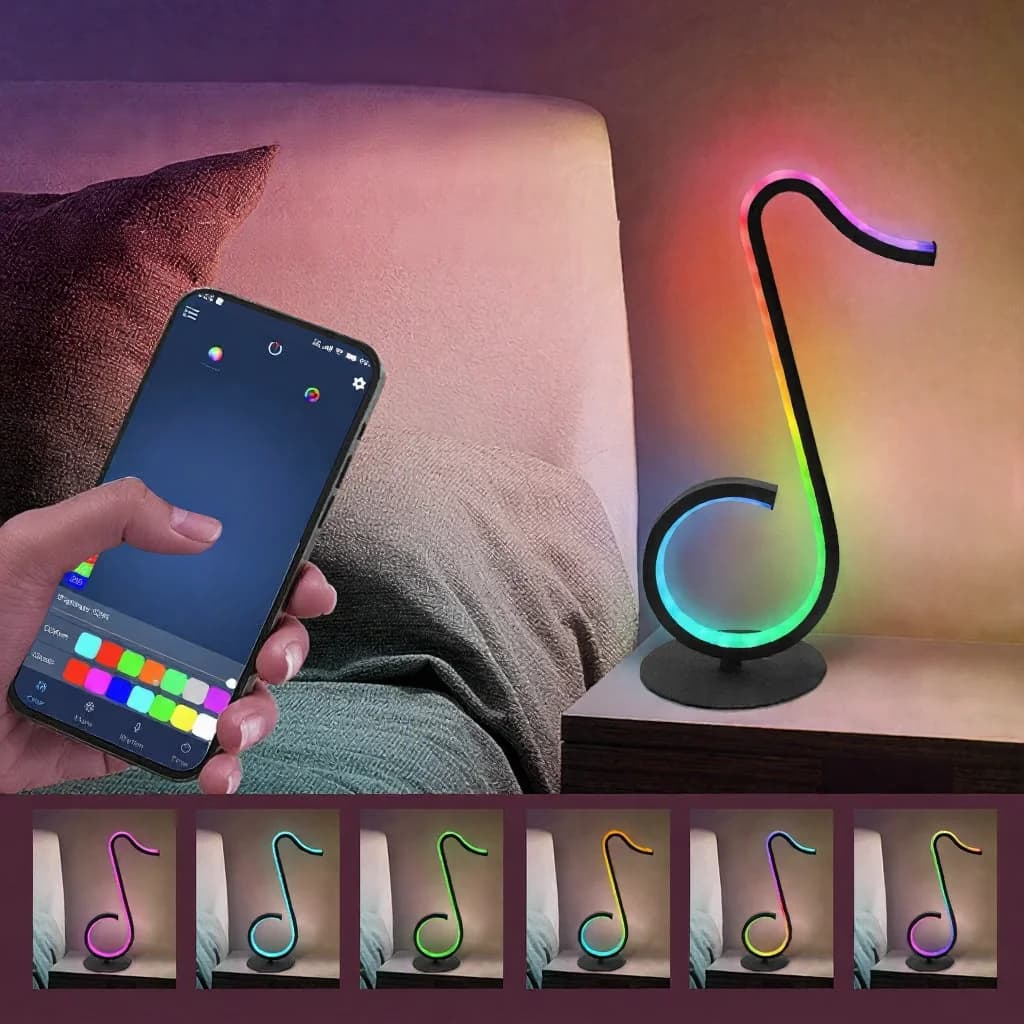 Đèn bàn USB hình nốt nhạc RGB có điều khiển từ xa