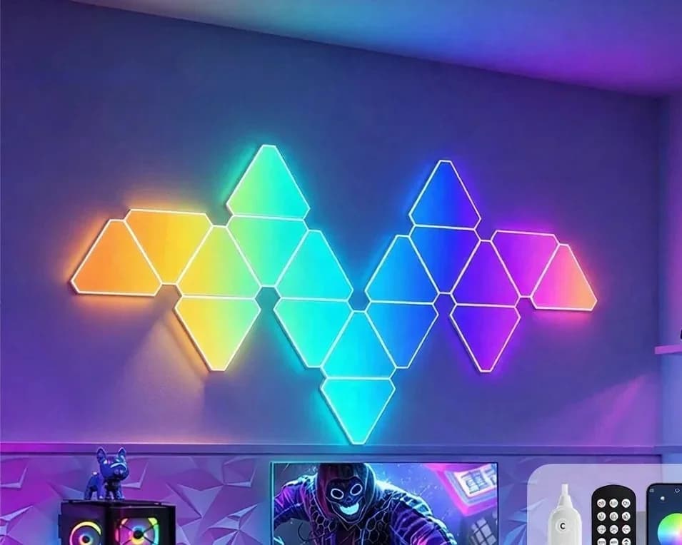 Bộ đèn LED tường thông minh hình tam giác RGB trang trí gaming