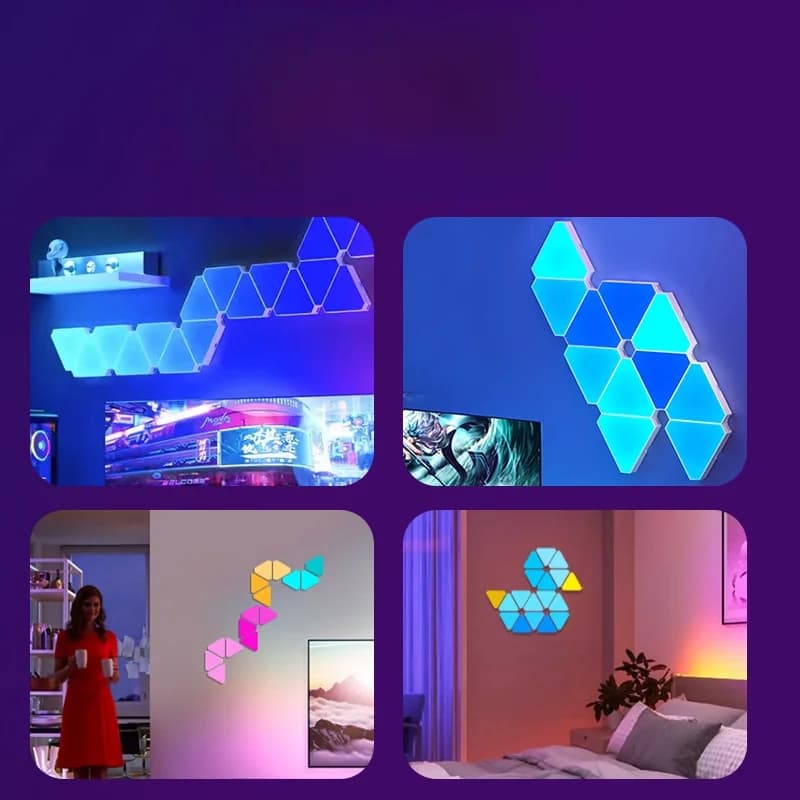 Bộ đèn LED tường thông minh hình tam giác RGB trang trí gaming