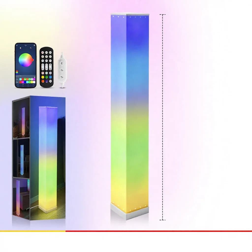 Đèn đứng vuông LED điều khiển từ xa, ánh sáng ambient cho phòng khách