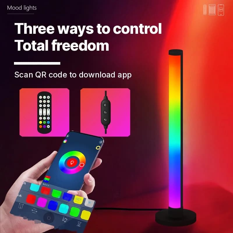 Đèn bàn LED RGB phản ứng âm thanh, điều khiển qua ứng dụng