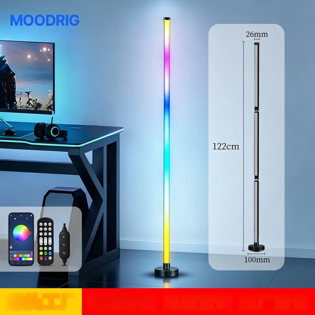 Đèn sàn LED góc RGB đồng bộ nhạc, điều khiển App và Remote