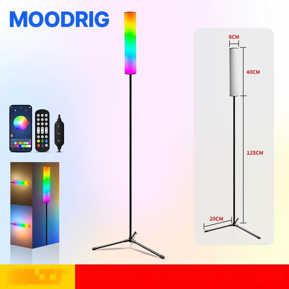 Đèn đứng chân máy ba RGB LED có điều khiển từ xa cho phòng ngủ, phòng khách