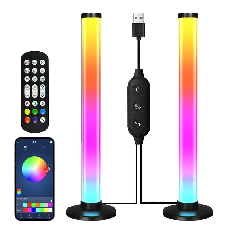 Đèn bàn LED RGB phản ứng âm thanh, điều khiển qua ứng dụng