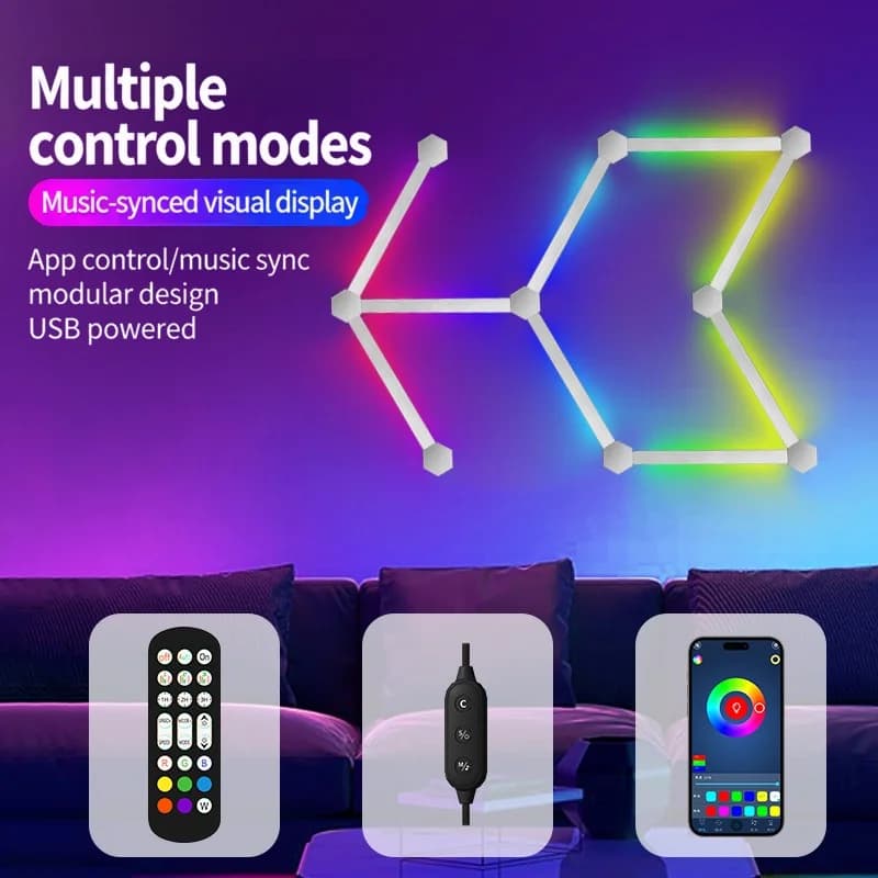 Đèn LED tường thông minh RGB ghép nối, điều khiển App & đồng bộ nhạc