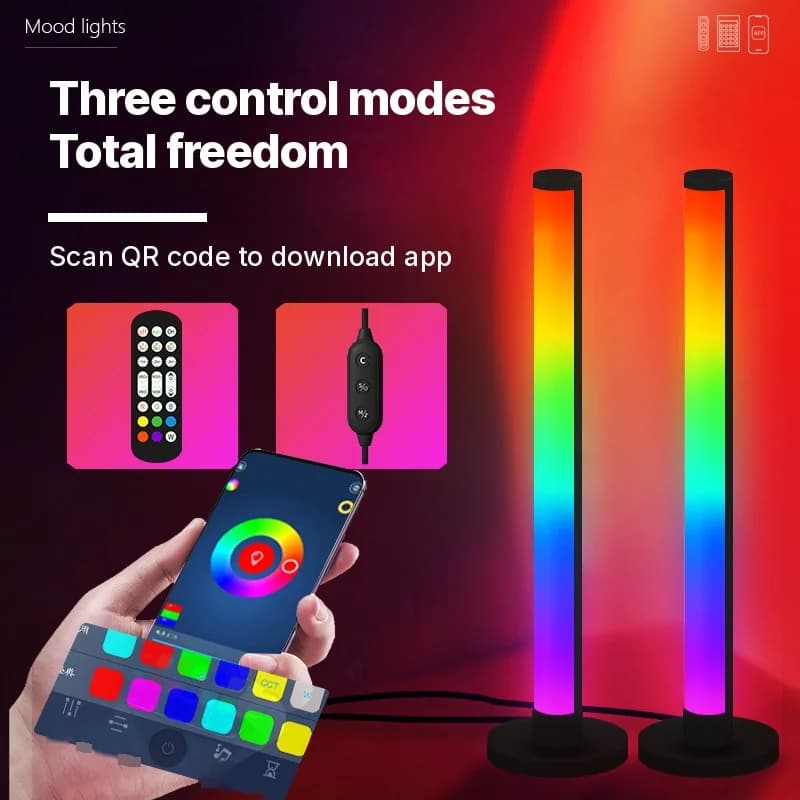 Đèn bàn LED RGB phản ứng âm thanh, điều khiển qua ứng dụng