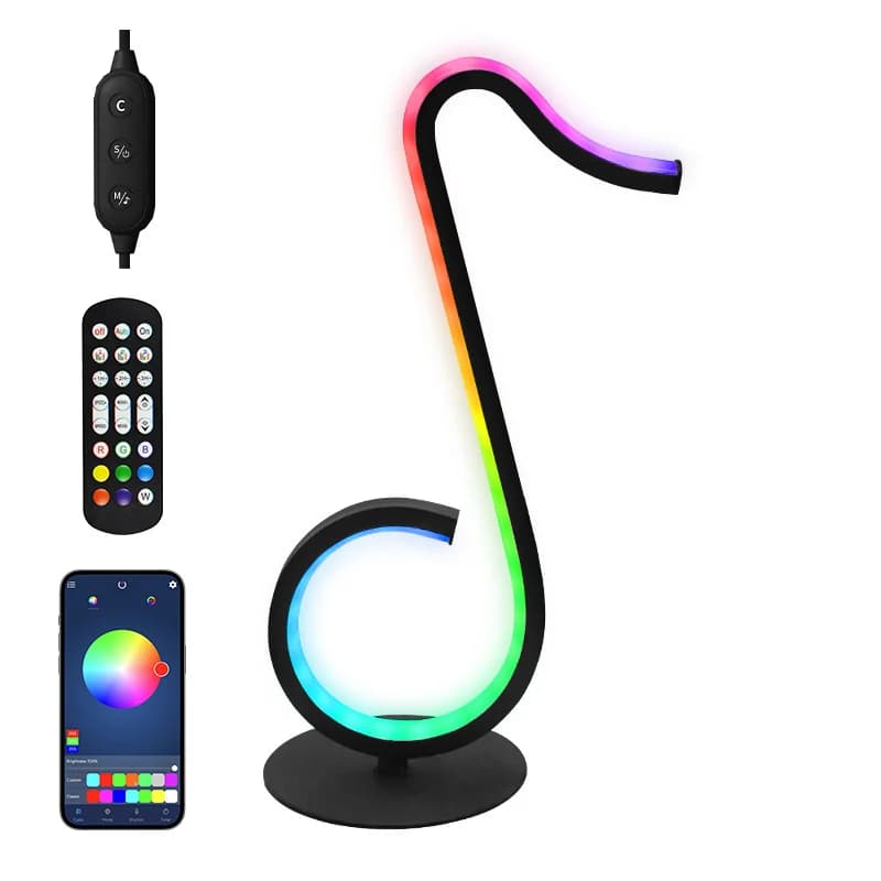 Đèn bàn USB hình nốt nhạc RGB có điều khiển từ xa